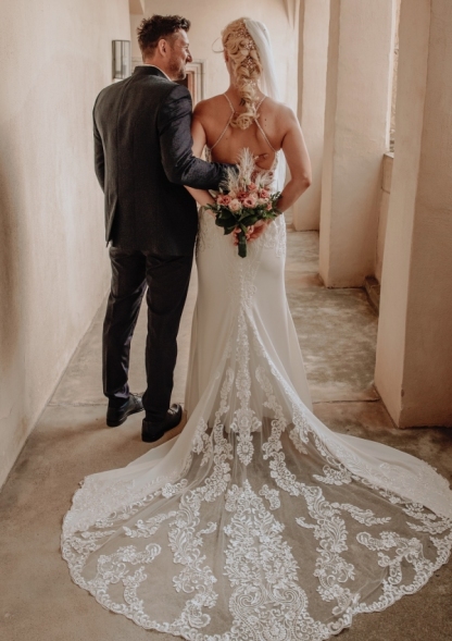 Schöne Hochzeitskleider Meerjungfrau Spitze | Brautkleider mit Schleppe