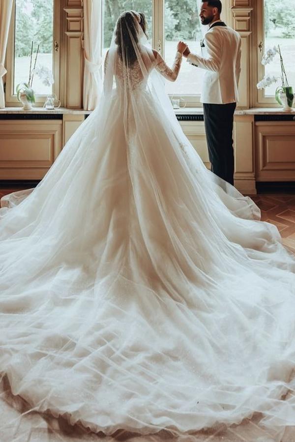 Elegante Brautkleider mit Ärmel | Hochzeitskleider Prinzessin Online-Misshow.de