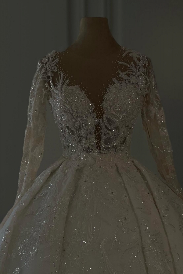 Designer Hochzeitskleider Prinzessin | Brautkleider mit Ärmel-Misshow.de