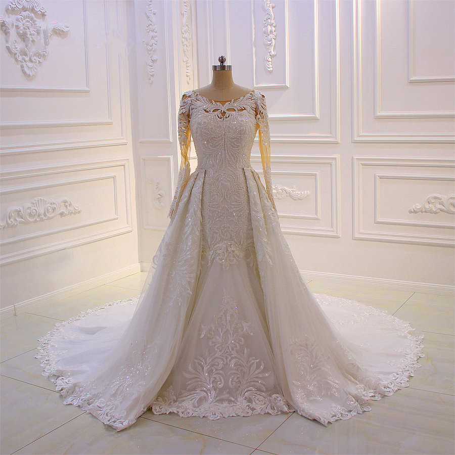Prinzessinnen Hochzeitskleider mit Glitzer | Brautkleider Lange Ärmel-Misshow.de
