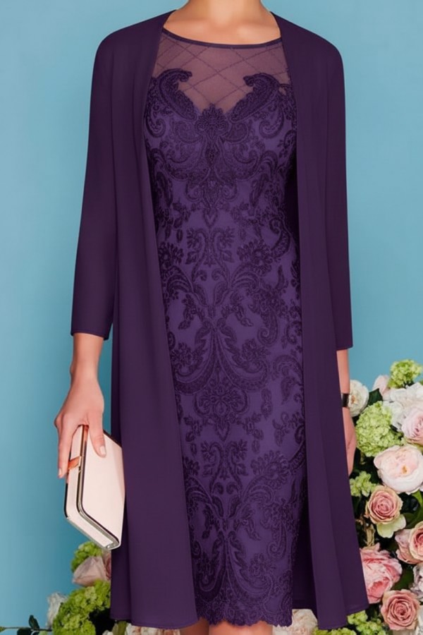 Designer Brautmutterkleider Rosa | 2 Teilige Spitze Kleider Brautmutter
