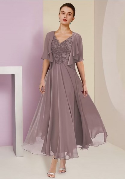 Rosa Brautmutterkleid mit Spitzer | Mutterkleid mit Jacket