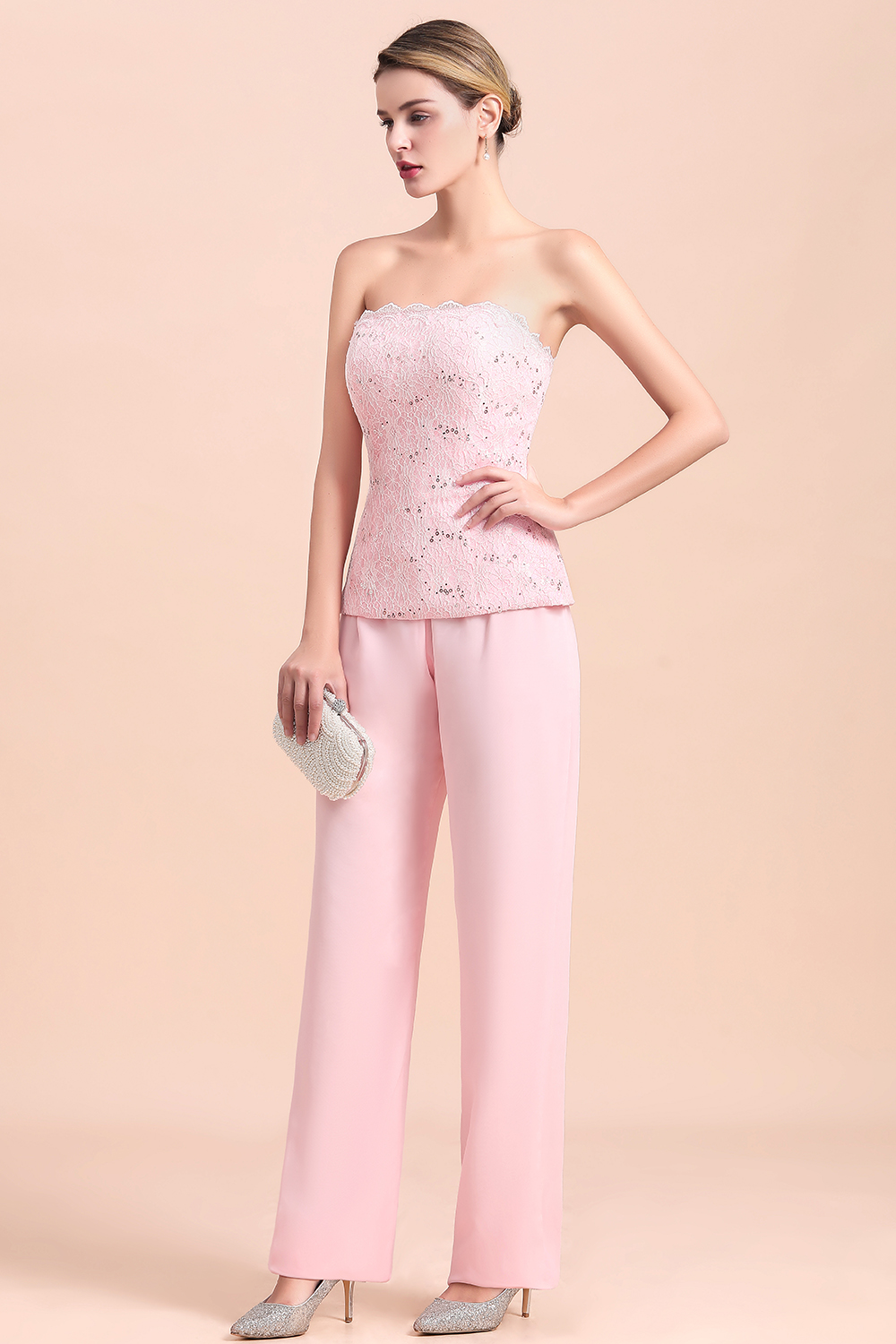 Rosa Brautmutterkleider Mit Bolero | Jumpsuit Brautmutterkleid Günstig-Misshow.de