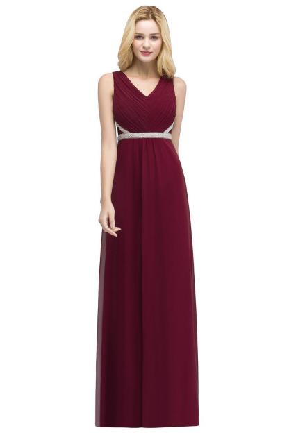Designer Abendkleid Lang V Ausschnitt | Rote Abiballkleider Günstig