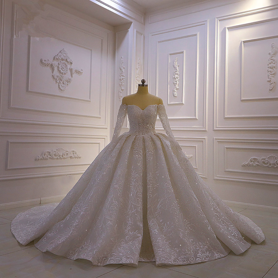 Brautkleider mit Langem Arm | Silbernes Hochzeitskleid