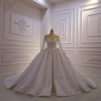 Brautkleider mit Langem Arm | Silbernes Hochzeitskleid