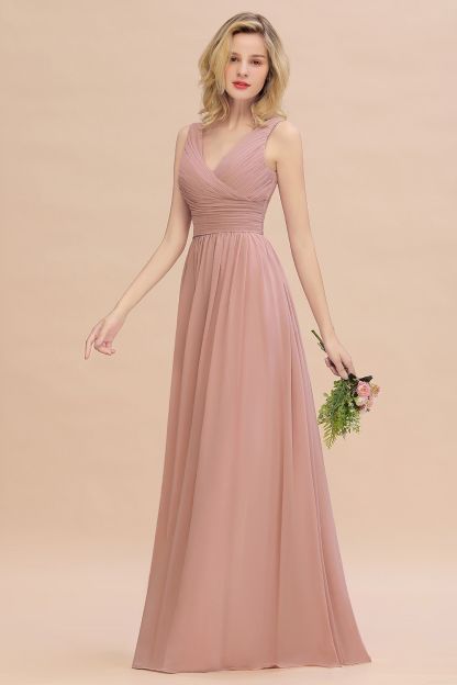 Günstige Brautjungfernkleider Altrosa | Chiffon Kleider Abendmoden Online