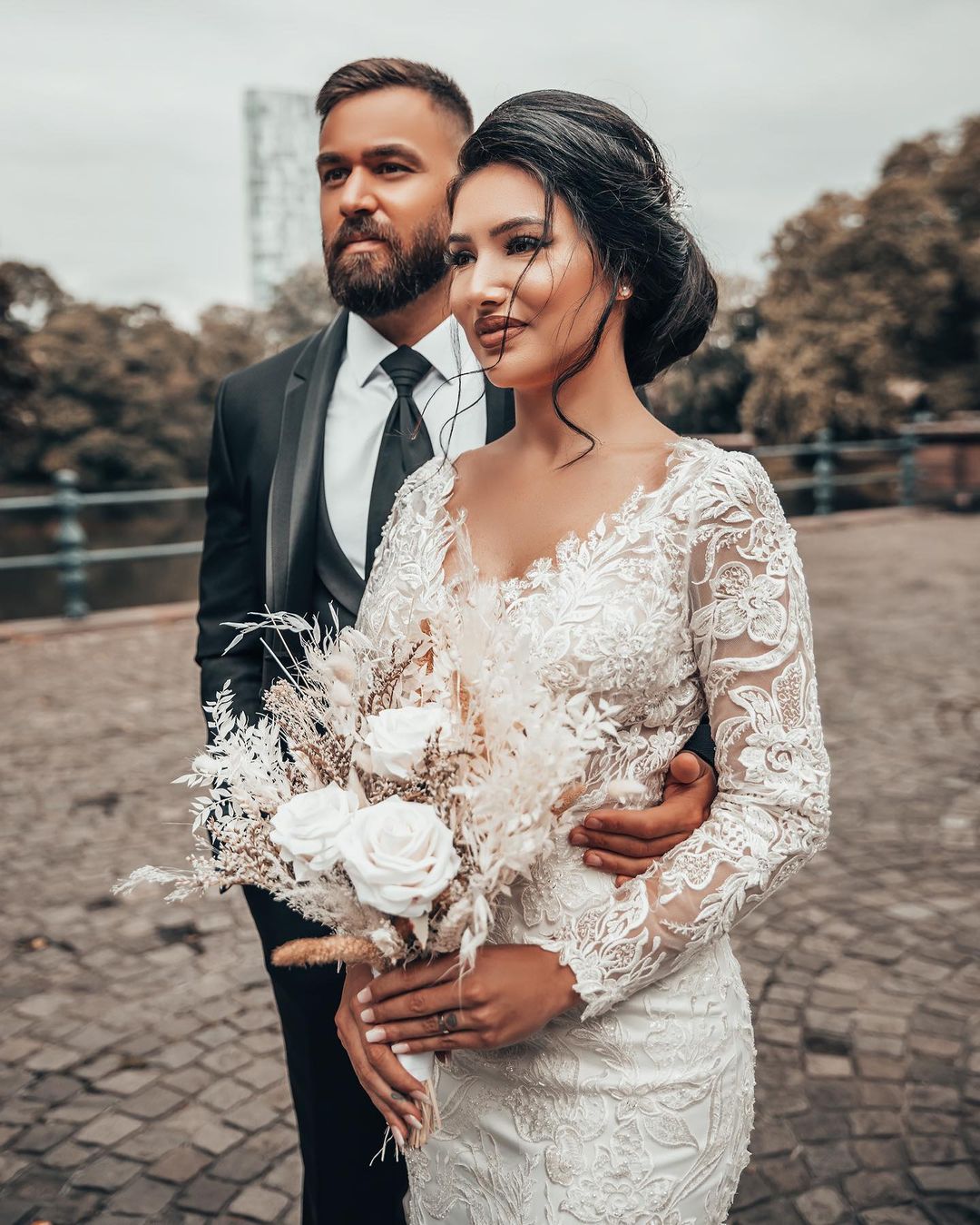Elegante Brautkleider meerjungfrau Spitze | Hochzeitskleider mit Ärmel-Misshow.de