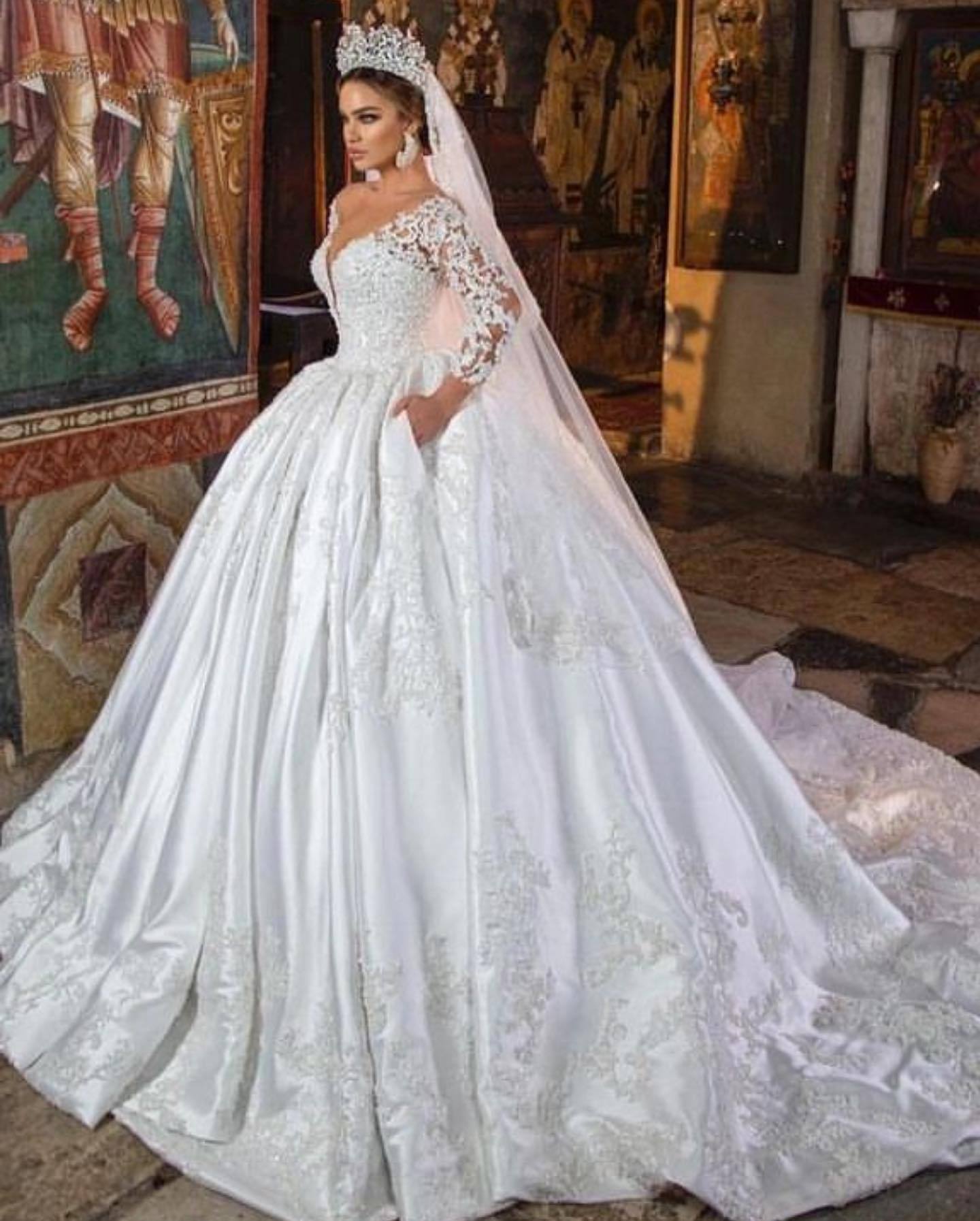 Vintage Hochzeitskleid Satin | Brautkleider Spitze Mit Ärmel