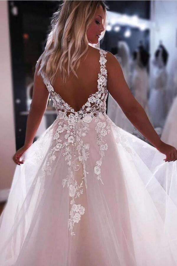 Elegante Hochzeitskleider mit Spitze | Brautkleider A Linie Günstig