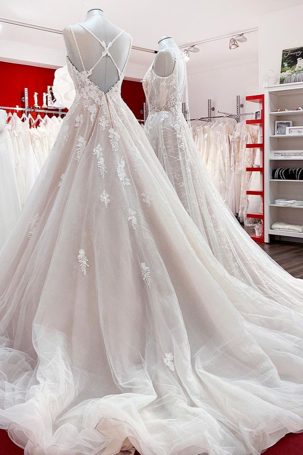 Formal Brautkleider A Linie Spitze | Hochzeitskleider Günstig Online
