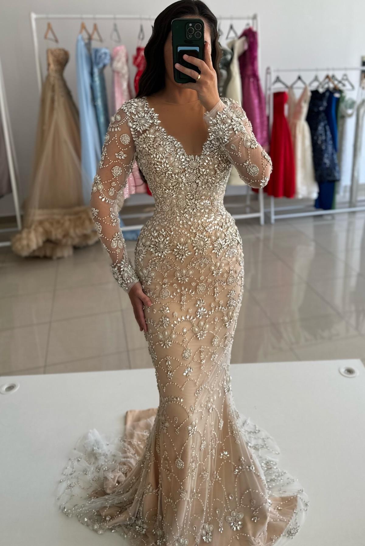 Extravagante Abendkleider Lang Spitze Abiballkleider Ballkleider mit Glitzer-Misshow.de