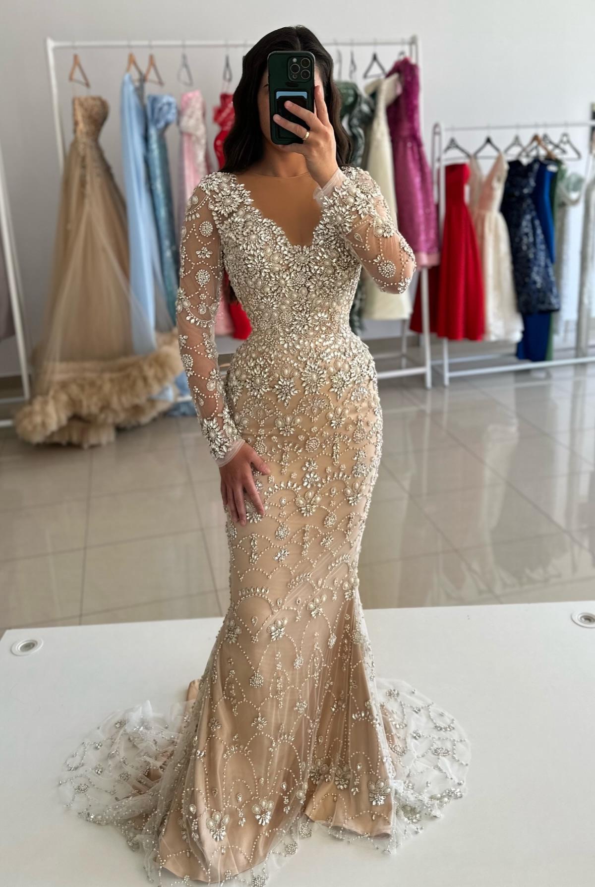 Extravagante Abendkleider Lang Spitze Abiballkleider Ballkleider mit Glitzer-Misshow.de