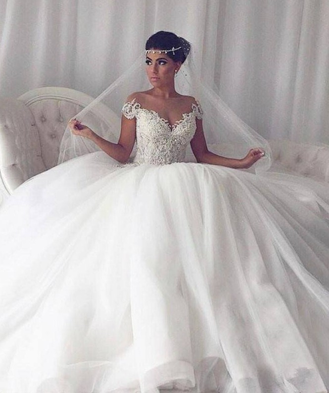 Elegante Hochzeitskleider Mit Spitze Prinzessin | Schöne Weiße Tüll Brautkleider