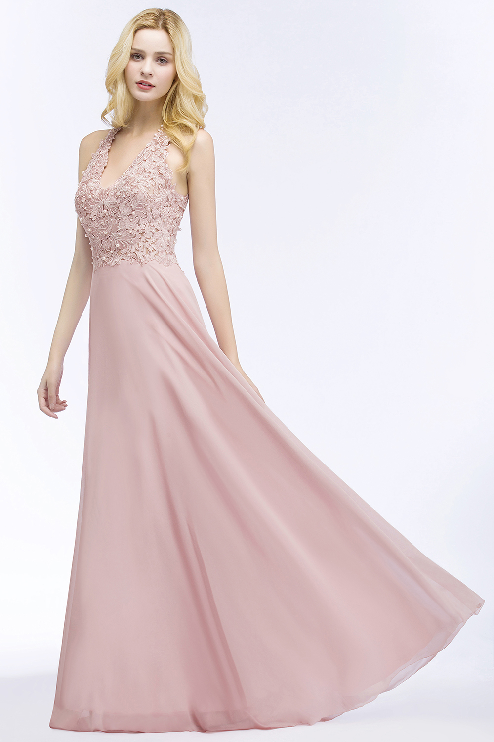 Schlichtes Abendkleid Lang Rosa | Abendmoden Online