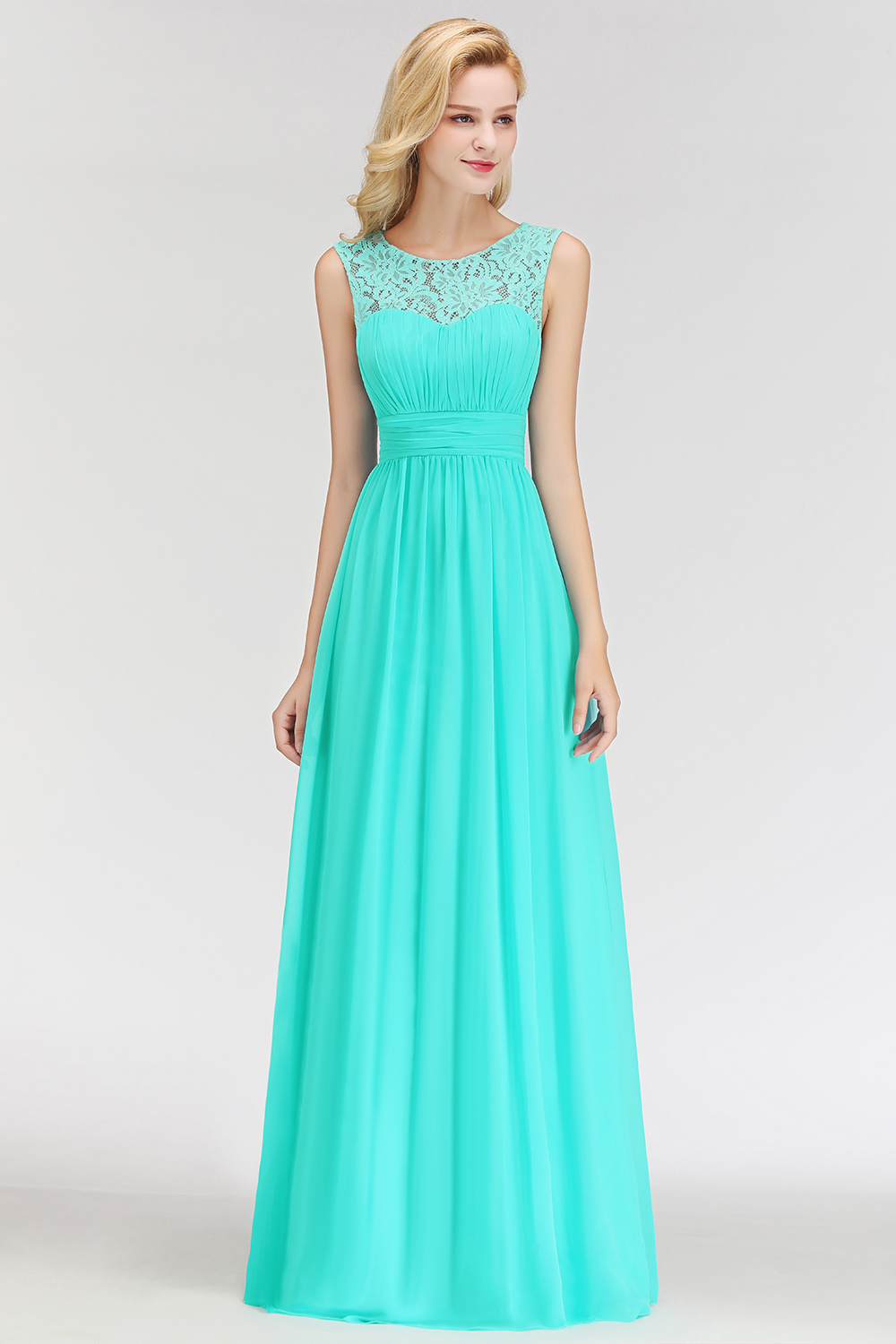 Modern Chiffon Brautjungfernkleider Lang Mit Grün Mit Spitze Euitkleider Online