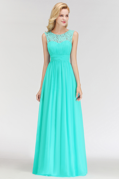 Modern Chiffon Brautjungfernkleider Lang Mit Grün Mit Spitze Euitkleider Online