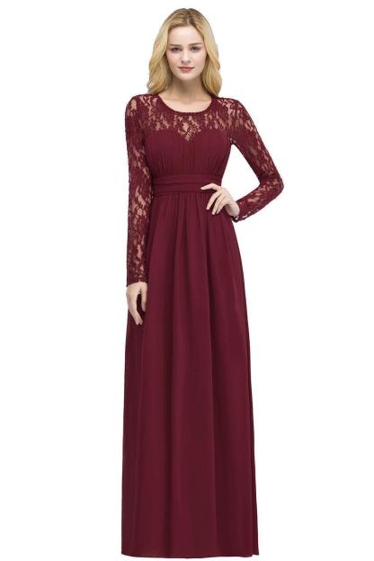Elegante Abendkleider Lang Rot | Abiballkleider mit Ärmel