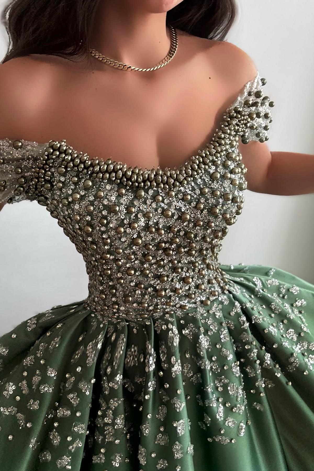 Grune Abendkleider Lang Glitzer Ballkleider Abiballkleider Online