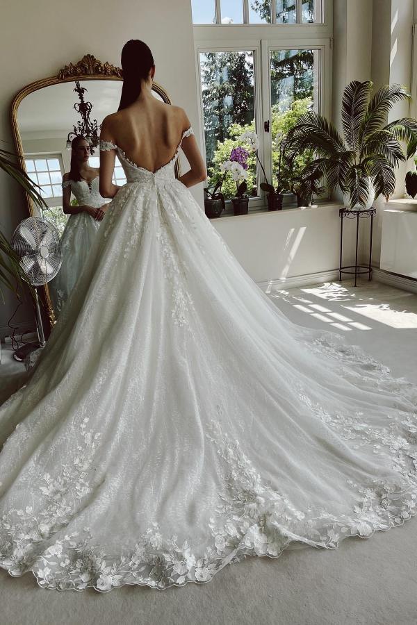 Elegante Hochzeitskleid A linie Spitze | Brautkleid Online Kaufen