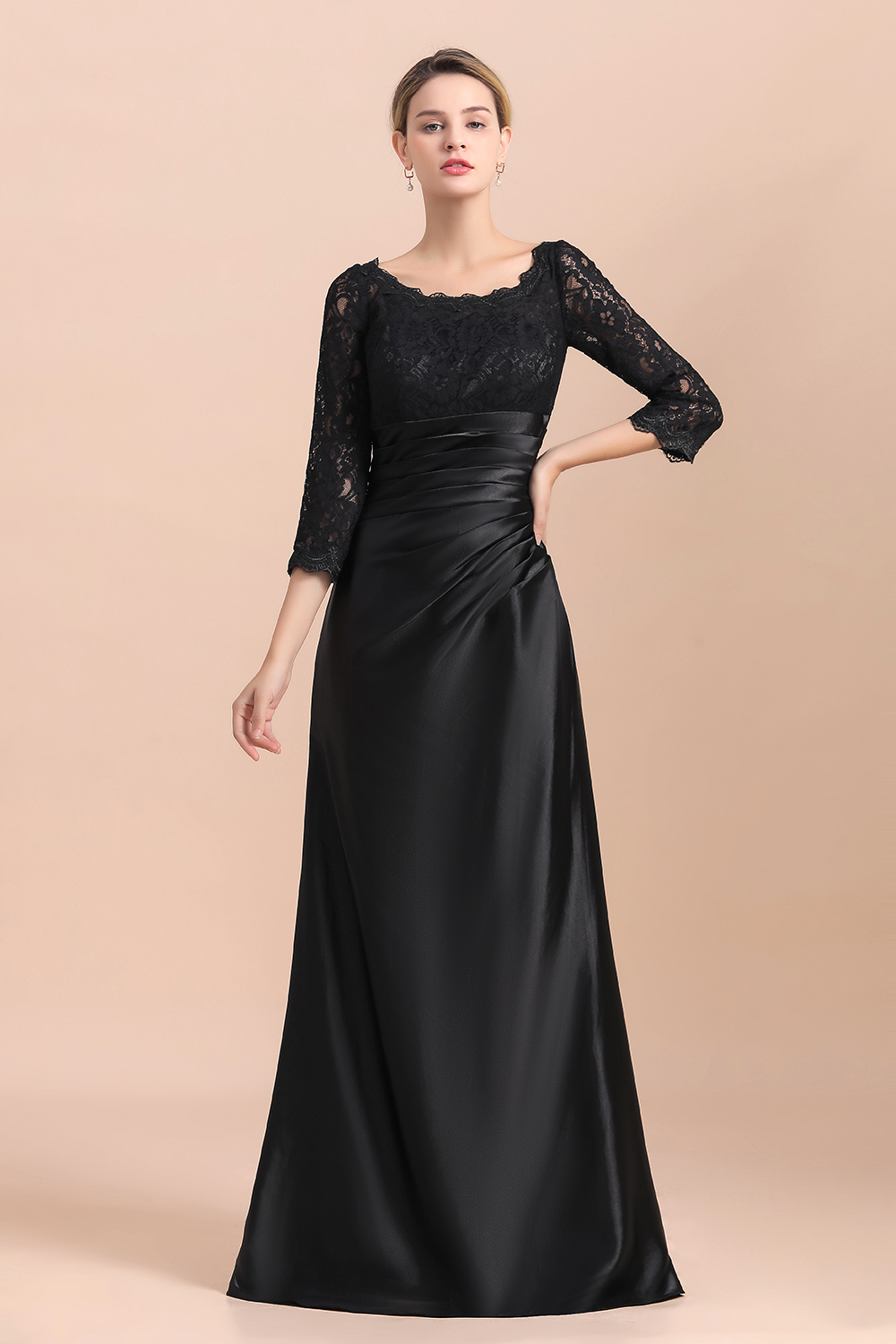 Schwarzes Brautmutterkleid | Brautmutterkleider Lang Mit Ärmel-Misshow.de