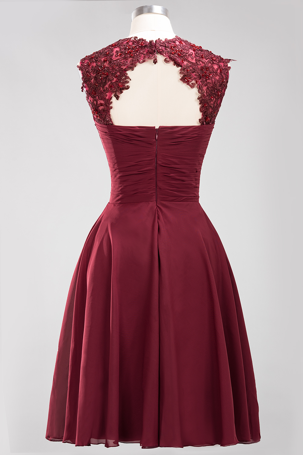 Schlichtes Abendkleid Weinrot | Cocktailkleider Kurz-Misshow.de