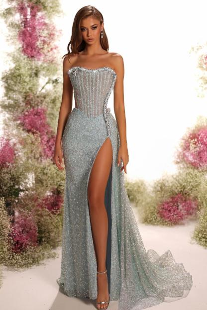 Elegante Abendkleider Lang Glitzer Ballkleider Abiballkleider Meerjungfrau