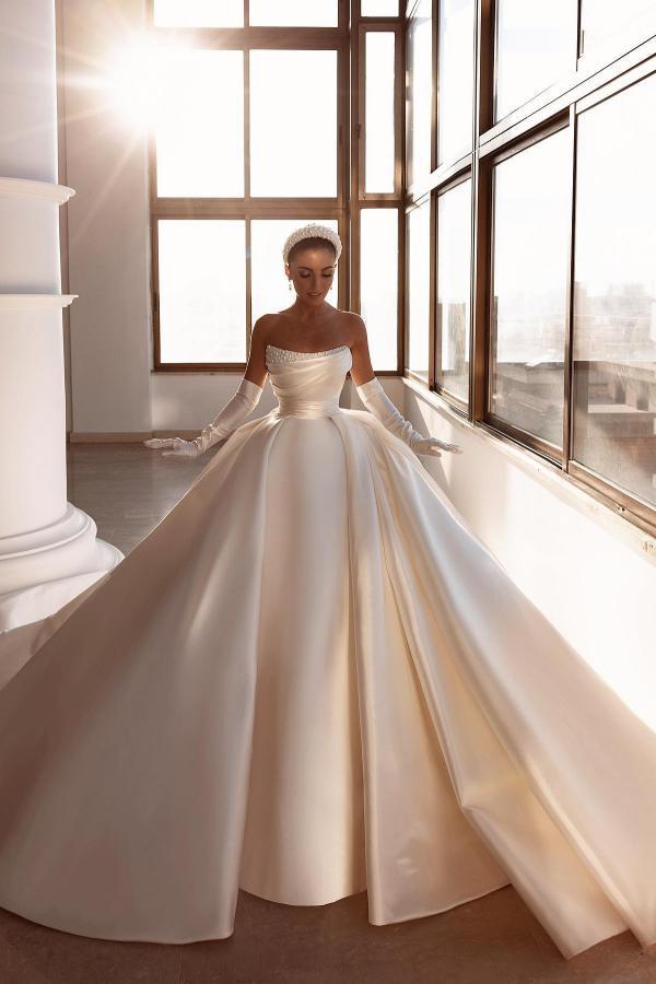 Schöne Hochzeitskleider aus Satin Brautkleid A-Linie günstig online