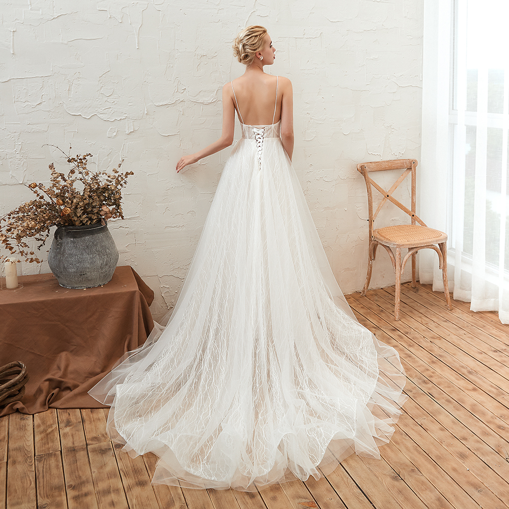 Boho Hochzeitskleid A Linie | Schlichte Brautkleider Günstig Online-Misshow.de