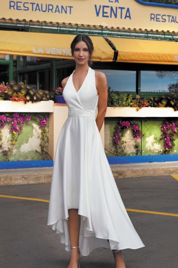 Schlichte Brautkleider Kurz Vorne Lange Hinter Satin Hochzeitskleider