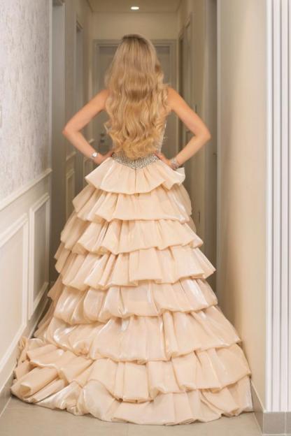 Champagner Brautkleider A Linie Schöne Hochzeitskledier Glitzer