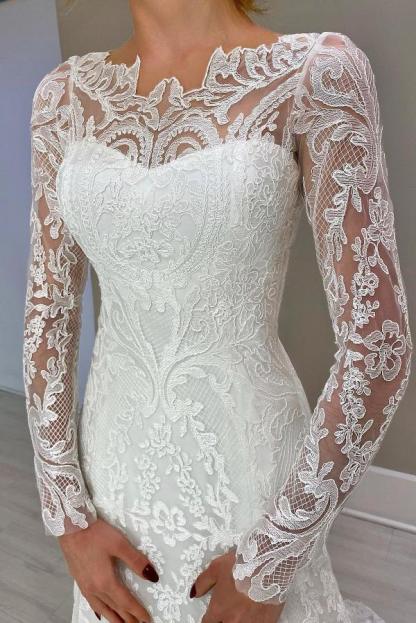 Modern Hochzeitskleider Meerjungfrau Spitze | Brautkleider mit Ärmel