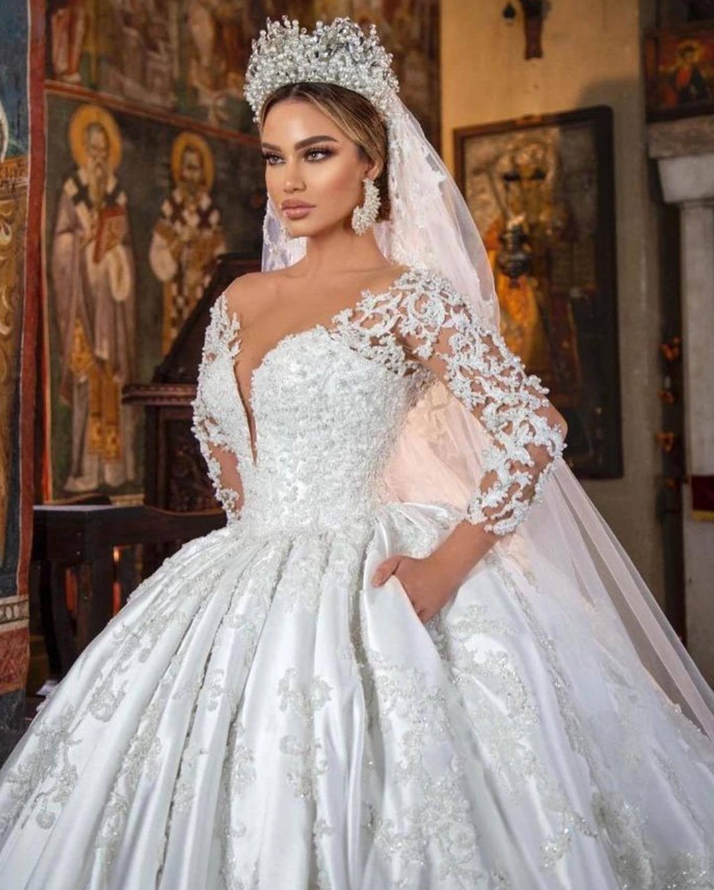 Vintage Hochzeitskleid Satin | Brautkleider Spitze Mit Ärmel