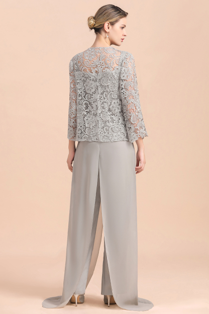 Silber Brautmutterkleid mit Jacket | 3 Teilige Brautmutterkleider