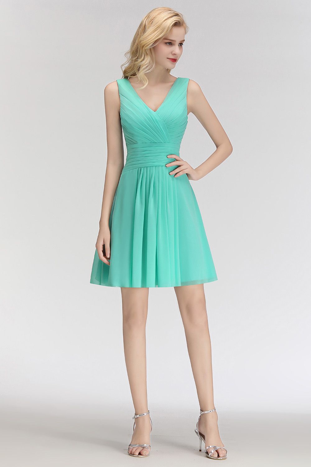Kurze Brautjungfernkleider Mint | Chiffon Kleider Günstig