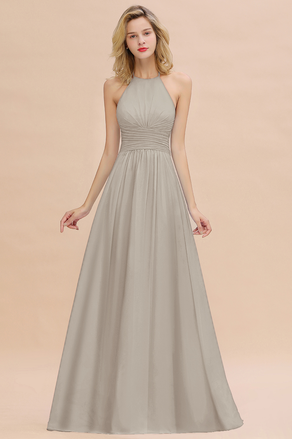 Blaues Brautjungfernkleid Chiffon | Brautjungfernkleider Lang Günstig-Misshow.de