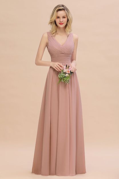 Günstige Brautjungfernkleider Altrosa | Chiffon Kleider Abendmoden Online