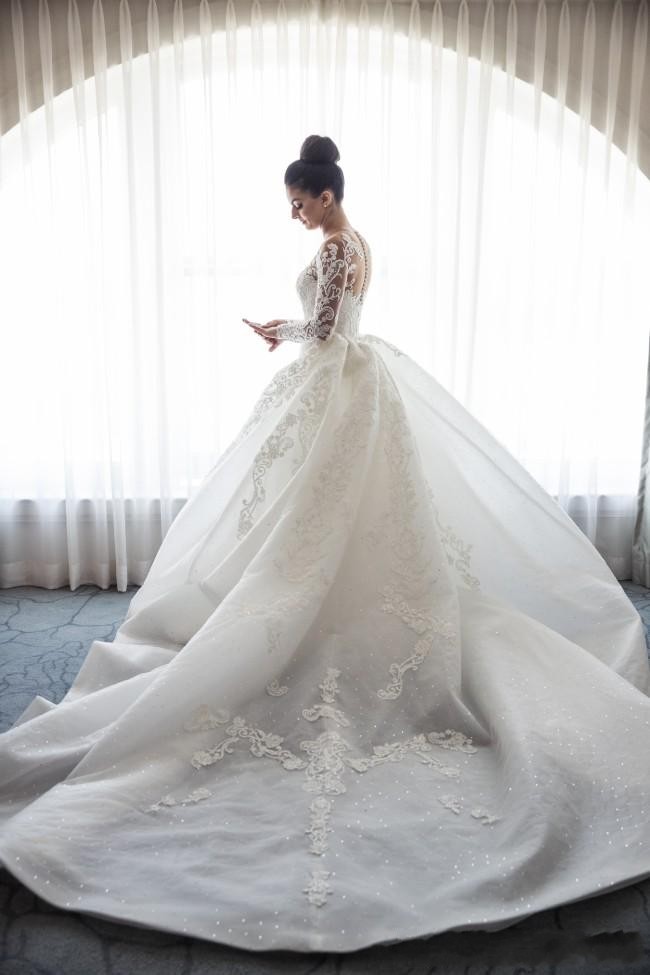 Designer Weiße Hochzeitskleider Spitze Mit Ärmel A Linie Brautkleider Günstig-Misshow.de