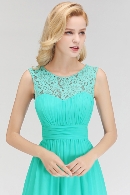 Modern Chiffon Brautjungfernkleider Lang Mit Grün Mit Spitze Euitkleider Online