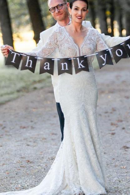 Brautkleid Langarm mit Spitze | Hochzeitskleid Meerjungfrau online