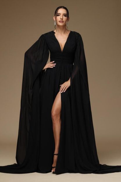 Elegante Abendkleider Lang Schwarz | Schlichte Abiballkleider Günstig