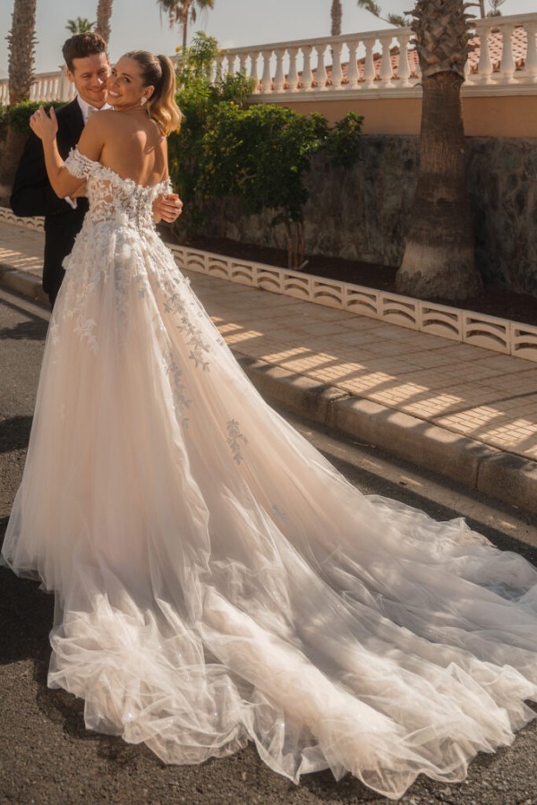 Vintage Hochzeitskleider A Linie Spitze Tüll Brautmoden mit Glitzer