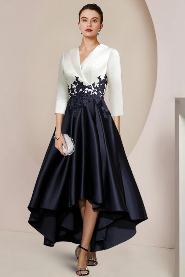 Designer Brautmutterkleider Hi-lo Weiß Schwarz Kleider für Brautmutter-Misshow.de