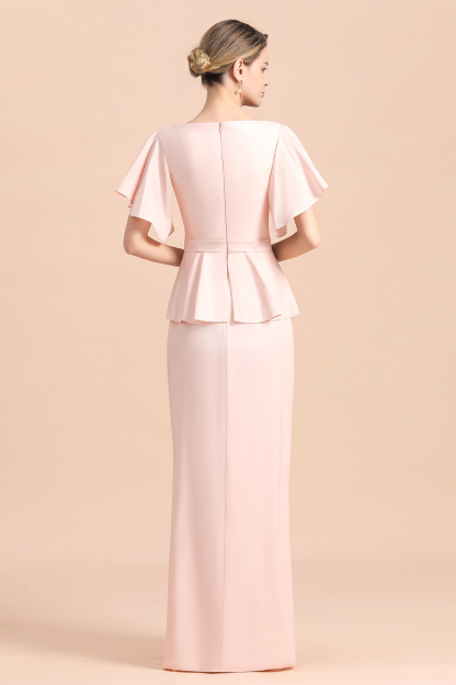 Rosa Bruatmutterkleider Lang Mit Ärmel | Günstiges Brautmutterkleid