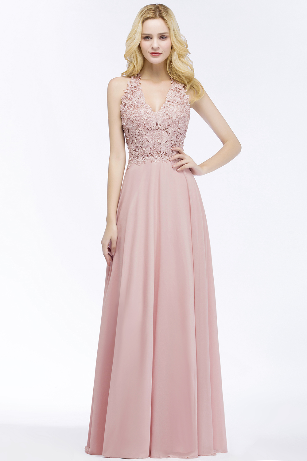 Schlichtes Abendkleid Lang Rosa | Abendmoden Online
