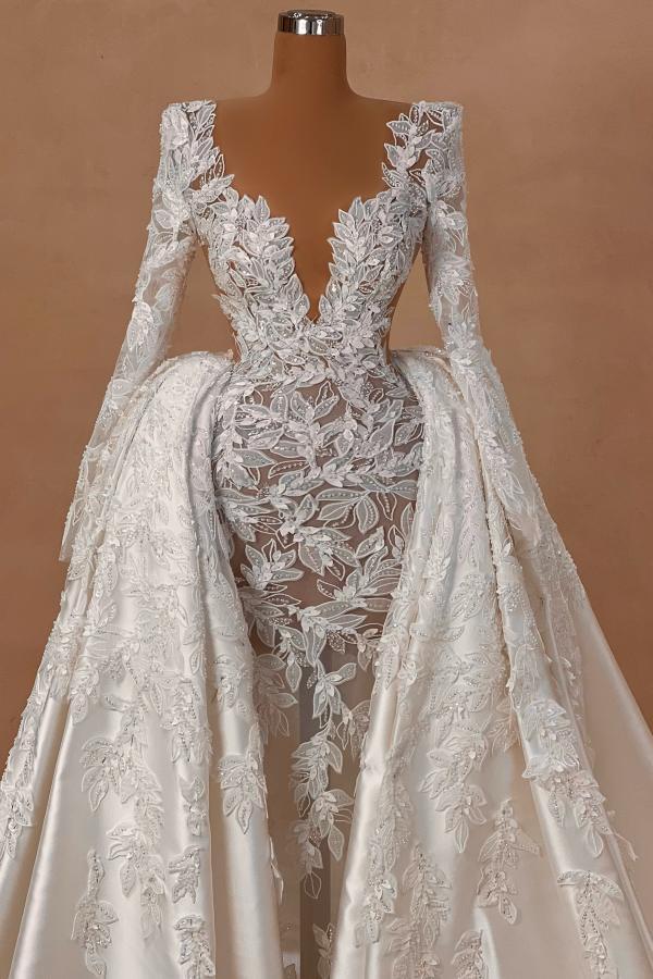 Schöne Hochzeitskleider V Ausschnitt | Brautkleider mit Spitze