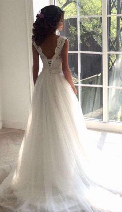 Elegant Brautkleider Weiß Mit Spitze Tüll Etuikleider Brautmoden Günstig Nach Mäßig-Misshow.de