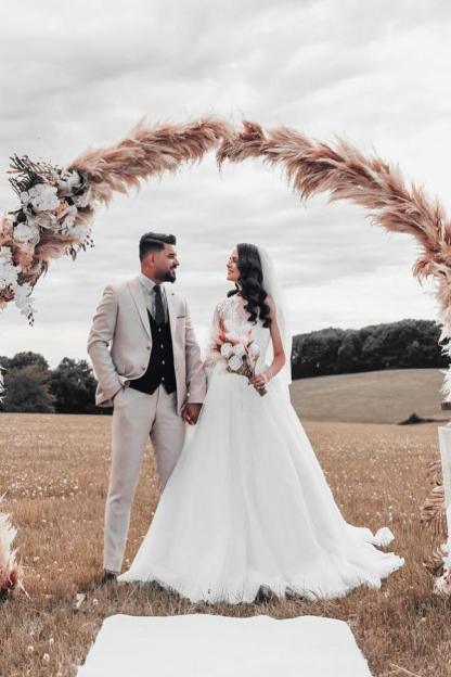 Designer Brautkleider Mit Ärmel | Glitzer Hochzeitskleider A Linie
