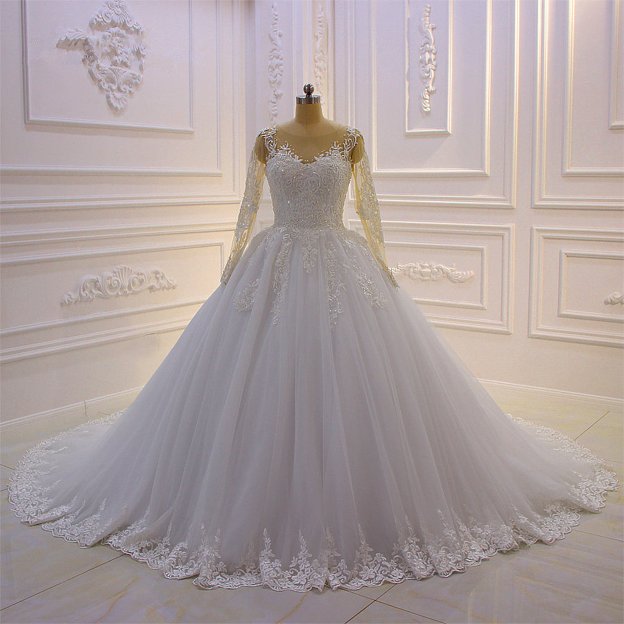 Brautkleider Prinzessin Luxus | Hochzeitskleider Lang Ärmel-Misshow.de