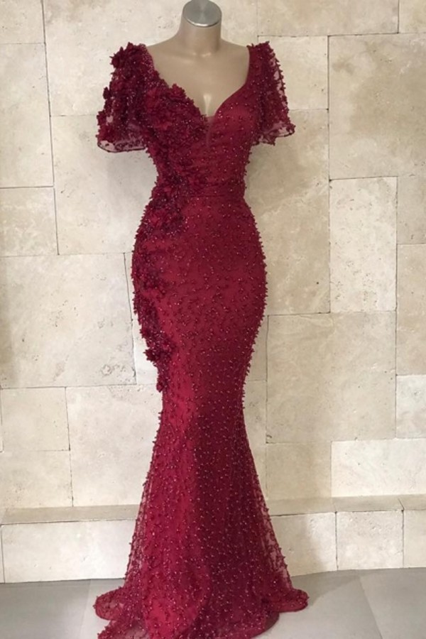 Festliche Kleider Abendkleid Weinrot | Abendkleider Lang Mit Ärmel